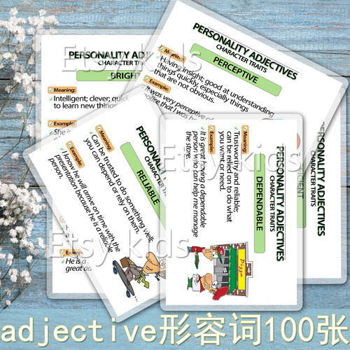 adjective形容词英语卡片国际双语学校教具