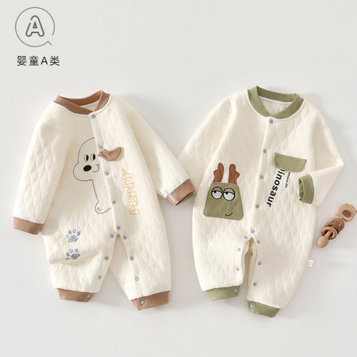 婴儿连体衣秋冬季加厚夹棉哈衣