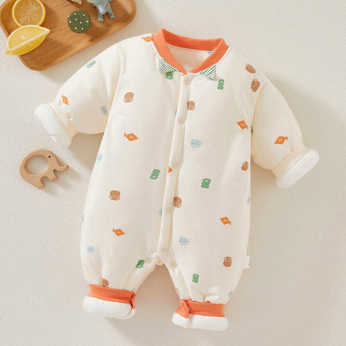婴儿连体衣秋冬棉衣180克加厚婴儿衣服爬爬服男女宝宝外出棉服