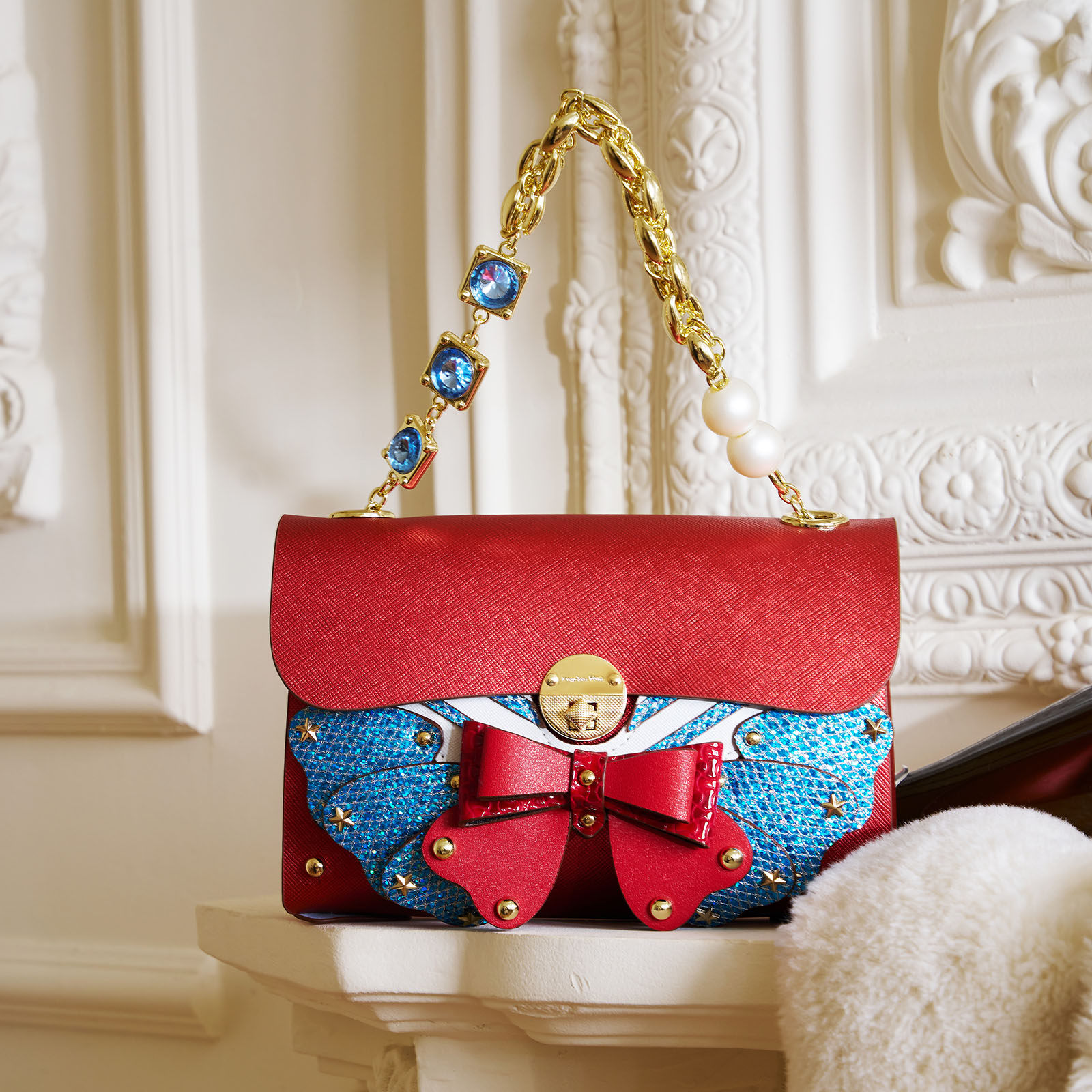 设计师原创小众双面牛皮链条小方包女百搭单肩斜挎猫头鹰换脸包潮