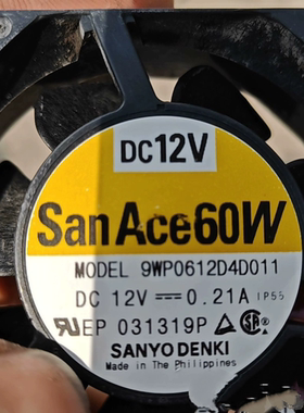 三洋SANYO 9WP0612H401 San Ace60w12V 0.11A 6CM/厘米防水风扇