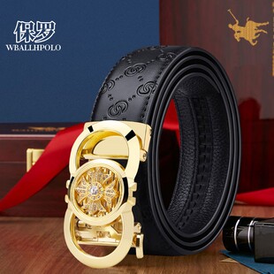 POLO正品皮带男真皮牛皮年轻人情人节送礼商务百搭自动扣裤腰带男