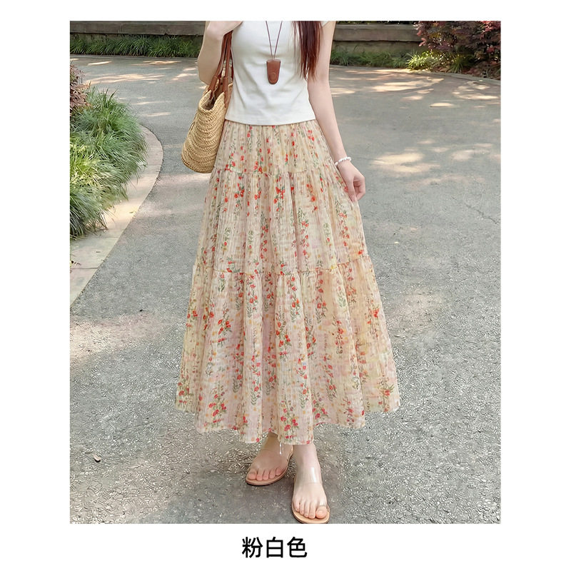 粉色碎花半身裙女2026新款夏半身裙