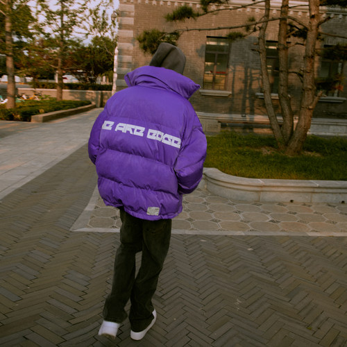 C14国潮高领短款羽绒服情侣外套