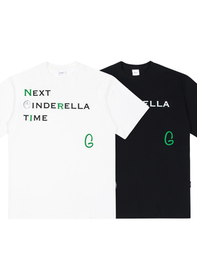 C14 online 25SS 黑色/白色 概念RACING印绣结合宽松短袖T恤