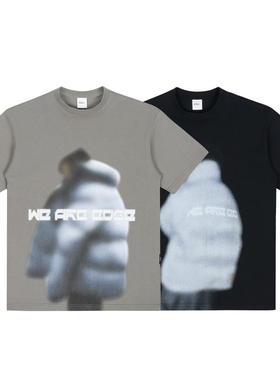 C14 online 25SS 黑色/灰色 概念人像印花宽松短袖T恤