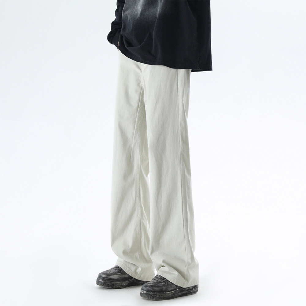 Lesstter春秋季2026新款男生美式宽松直筒白色休闲裤男士阔腿长裤