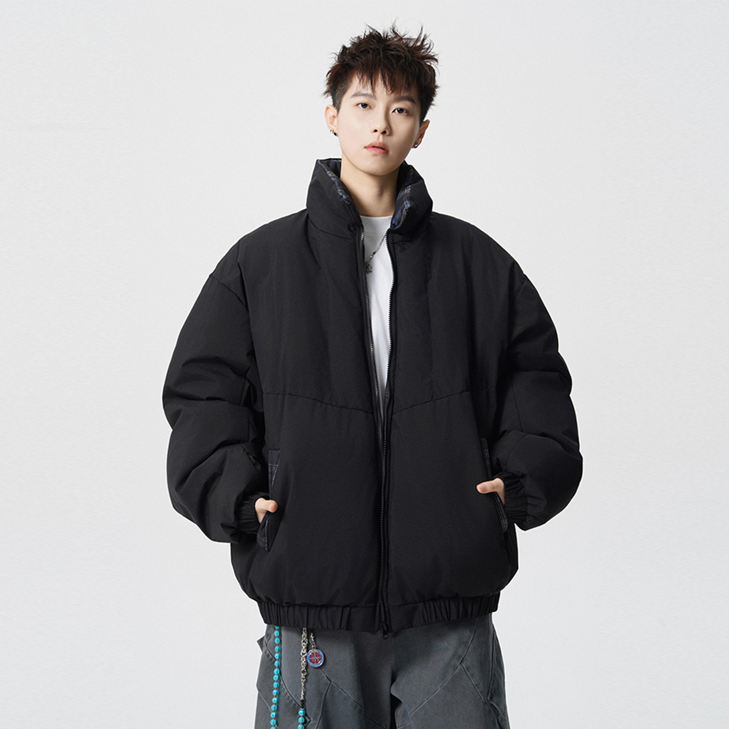 Lesstter宽松立领棉服保暖外套