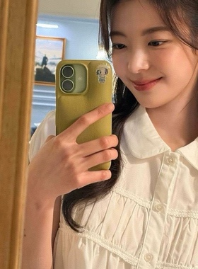 鞠婧祎 崔智秀同款 小碎花褶皱短袖衬衫女