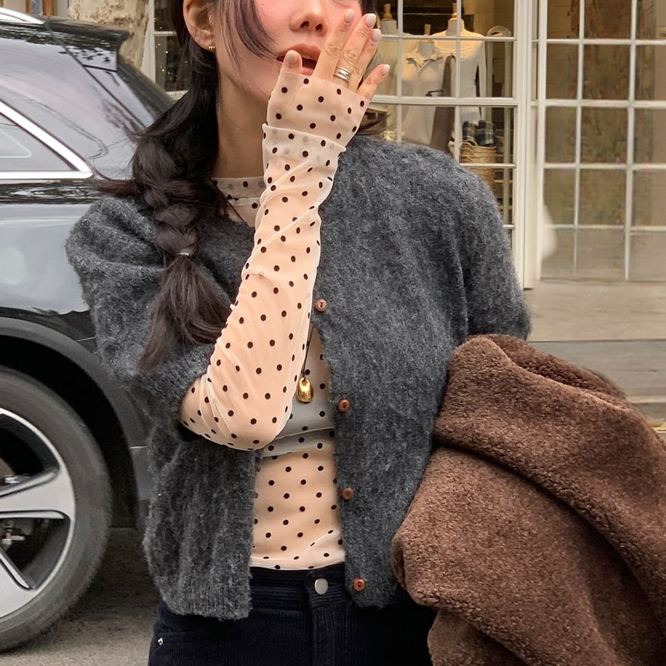 2色春季新款日系风 韩国内搭波点圆点网纱圆领长袖打底衫T恤上衣,女装/女士精品,T恤,淘宝优惠券,粉丝福利购,淘宝优惠卷