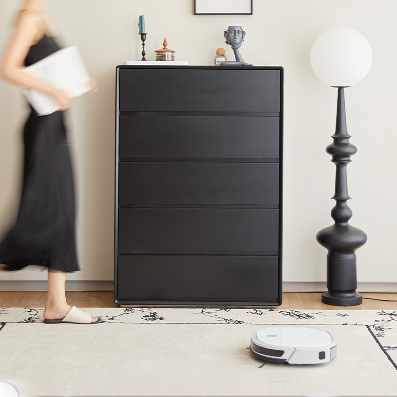 法式复古斗柜纯实木黑色抽屉柜家用客厅卧室收纳储物柜多层大容量