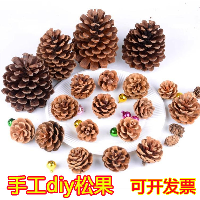 圣诞松果树枝木片装饰diy材料包