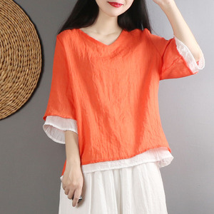 太极服女飘逸七分袖上衣 中国风双层纱太极拳练功服晨练服