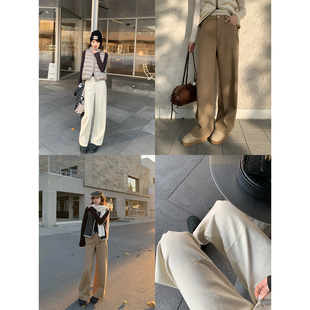 裤 日常感长腿卡其牛仔裤 版 内抓绒窄腿直筒版 型超牛牛 谷仓工装