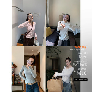 “白月光”轻盈过冬 双版本美丽打底衫 交叠领小蛮腰/半高领蕾丝T