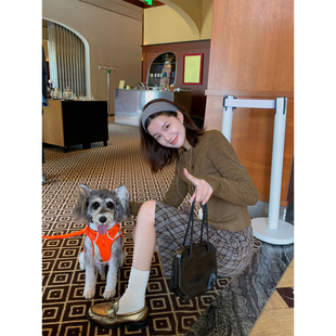 时髦及膝万能百搭藏胯直筒半身裙 磨毛格纹一步裙 「90S VIBE」