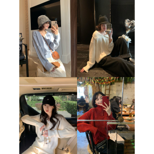 贴心厚度毛衣组 单穿内搭都好看！V领假两件/两穿翻领露肩宽松版