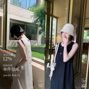 公园20分钟 自然系呼吸感背心裙 onepiece叠穿亚麻天丝拼接连衣裙