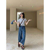 八字侧缝显瘦阔腿裤 轻薄凉感醋酸天丝 收胯超牛 新料九分牛仔裤