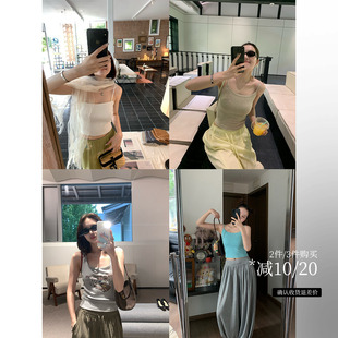多件机制！盛夏背心小集 推波花边胸垫吊带/美式复古图案背心