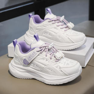 夏季女童网面运动鞋小中大童学生免系带跑步鞋轻便减震透气童鞋