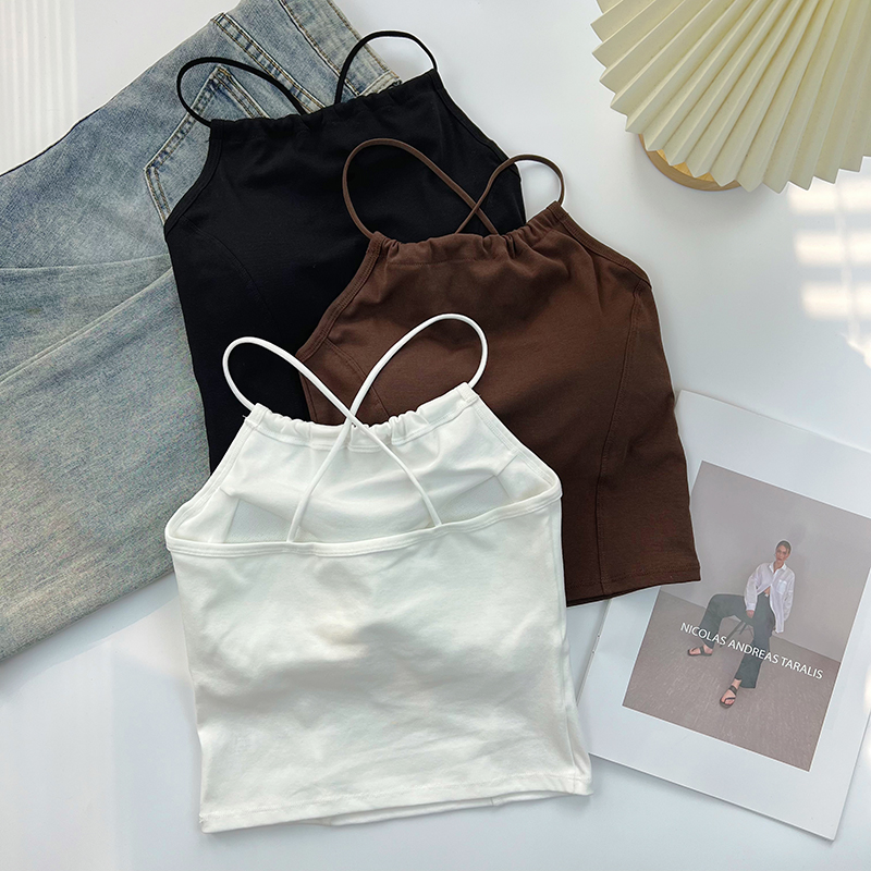 吊带小背心女短款挂脖上衣