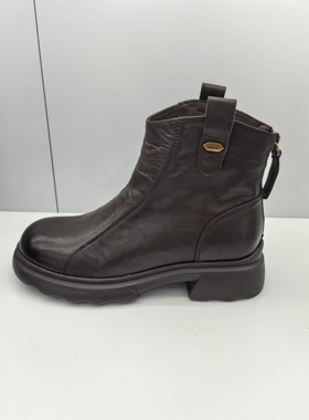 轩美诗//2025年新款女鞋厚底休闲百搭短靴后拉链装饰高跟靴50391