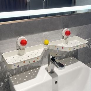 吸盘水龙头置物架多巴胺漱口台洗手台免打孔强力壁挂式收纳整理架