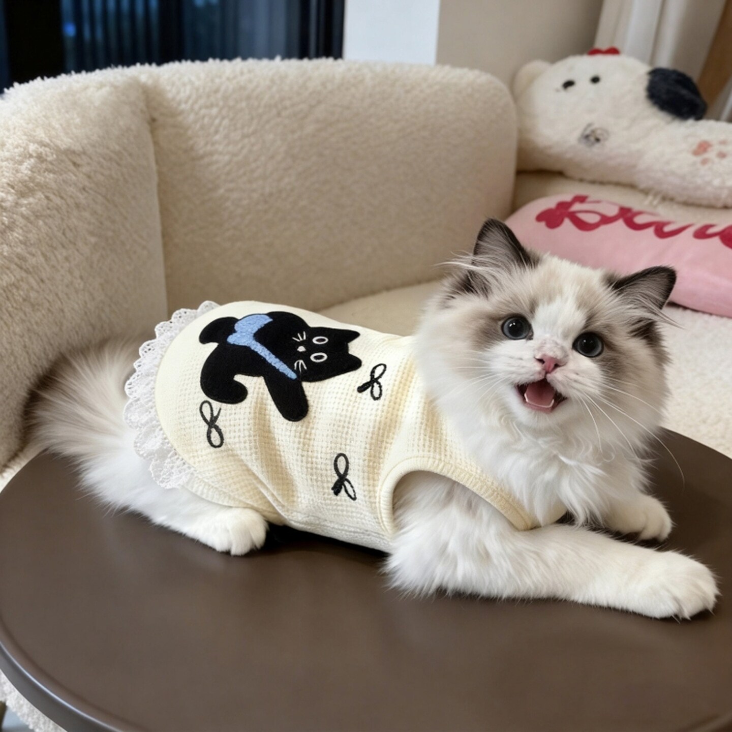 猫衣服防着凉春秋布偶蓝猫金渐层华夫格马尔济斯狗狗宠物服装背心