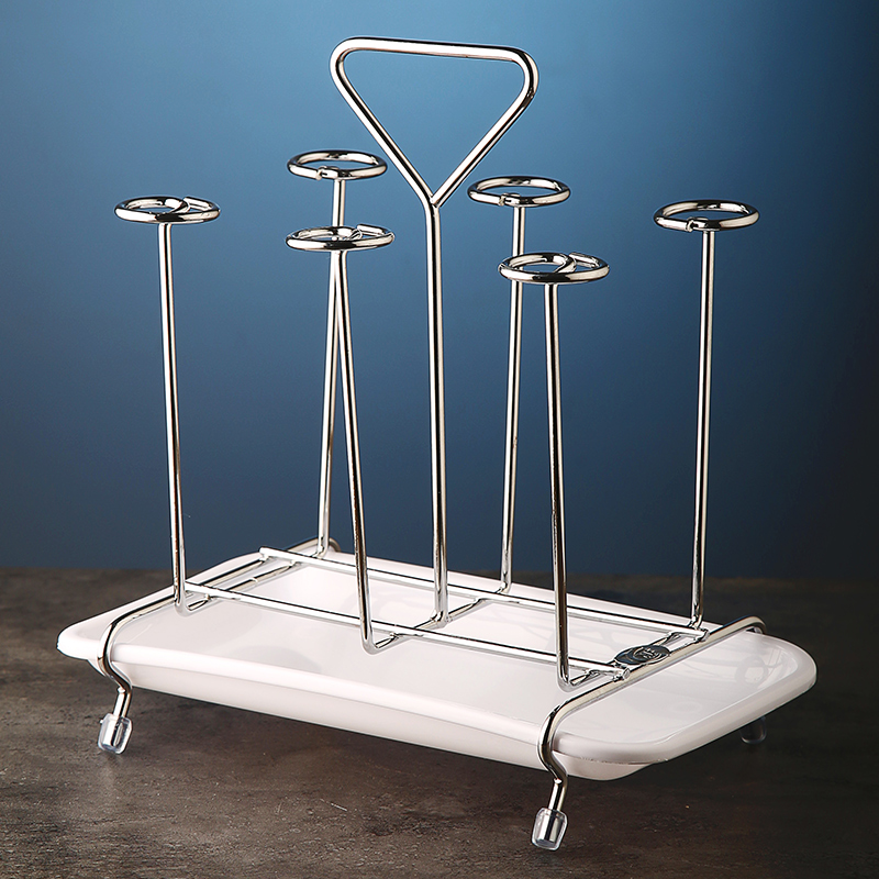 水杯架玻璃杯子架沥水盘家用收纳架子杯架带托盘放茶杯挂架6只装