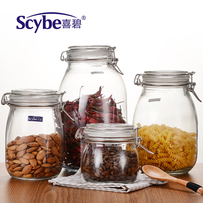 scybe喜碧玻璃密封罐糖罐茶叶罐厨房储物罐玻璃瓶酵素瓶家用2件套