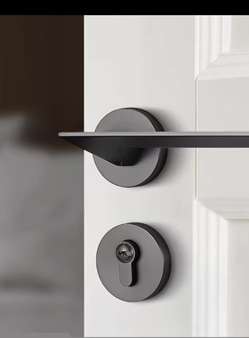 现代门锁室内卧室房门锁静音磁吸门锁分体黑色灰色拉丝家用木门锁