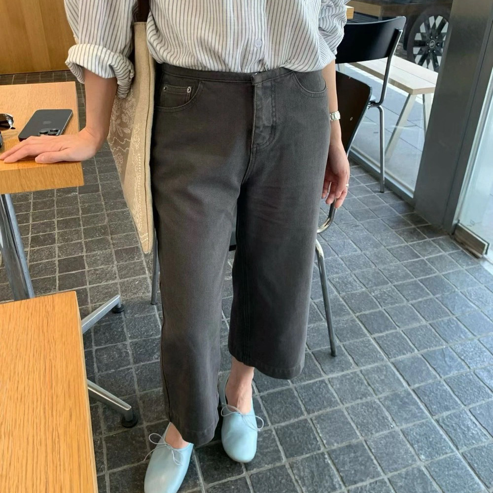 四面弹直筒牛仔裤女夏季韩系休闲低腰弹力显瘦七分裤舒适骑行裤
