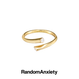 随机焦虑RA 交叉镶钻水滴开口戒指男女情侣款