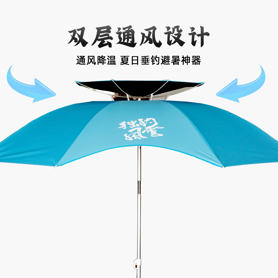 海明威独钓风云钓鱼伞透光黑胶防晒防紫外线加粗防风遮光遮阳雨伞