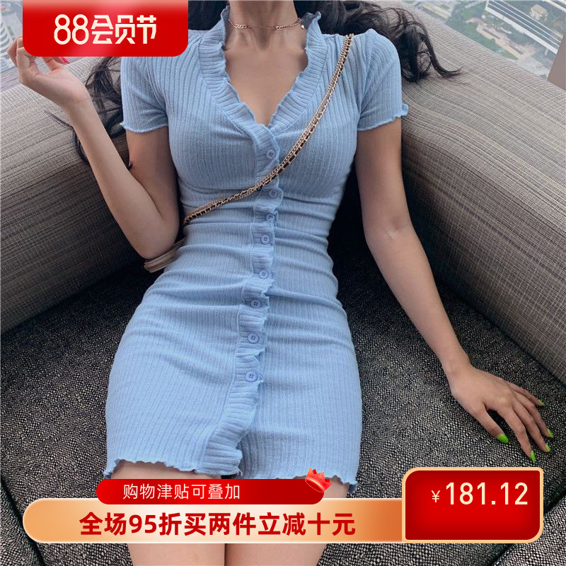法式性感紧身连衣裙女春