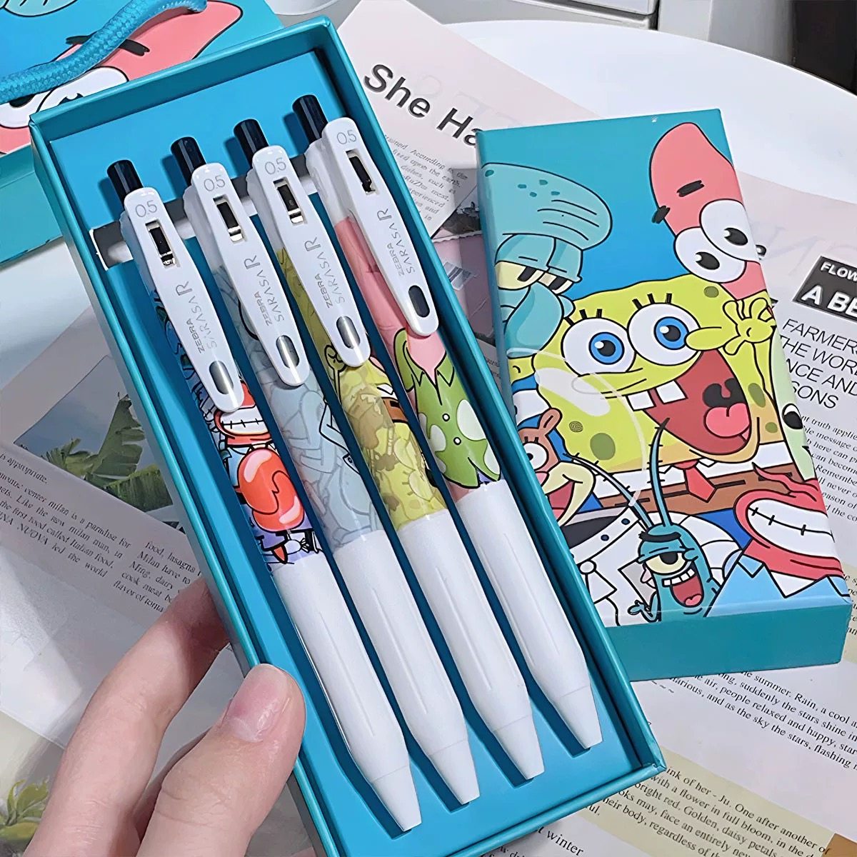 日本斑马ZEBRA限定DIY款海绵宝宝JJ29中性笔速干贴纸礼盒0.5黑色,文具电教/文化用品/商务用品,中性笔,淘宝优惠券,粉丝福利购,淘宝优惠卷