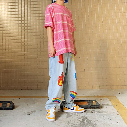 传奇商行legend满印字母牛仔裤