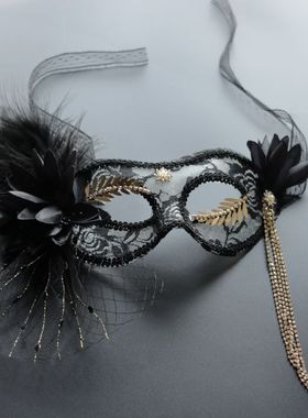 2021新唯美超仙蕾丝面具成人派对生日晚宴会羽毛假面化妆舞会面具