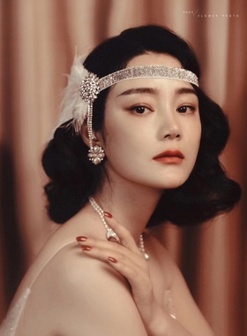 20年代复古羽毛头饰发带盖茨比同款头饰1920S单身派对舞会发饰品