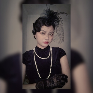 赫本同款复古珍珠项链百搭多层长款毛衣链夜上海旗袍演出走秀配饰