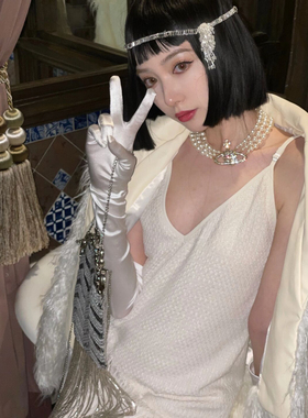 20世纪复古发饰晚宴会派对盖茨比头饰单身舞会发饰毛晓彤同款发带