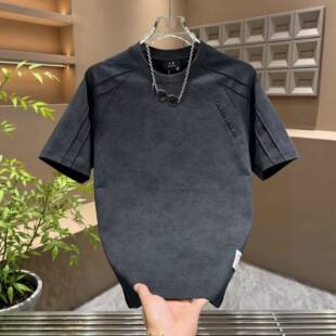 t恤衫 新款 透气简约百搭男士 T恤休闲上衣青年修身 扎染短袖 半袖 男款