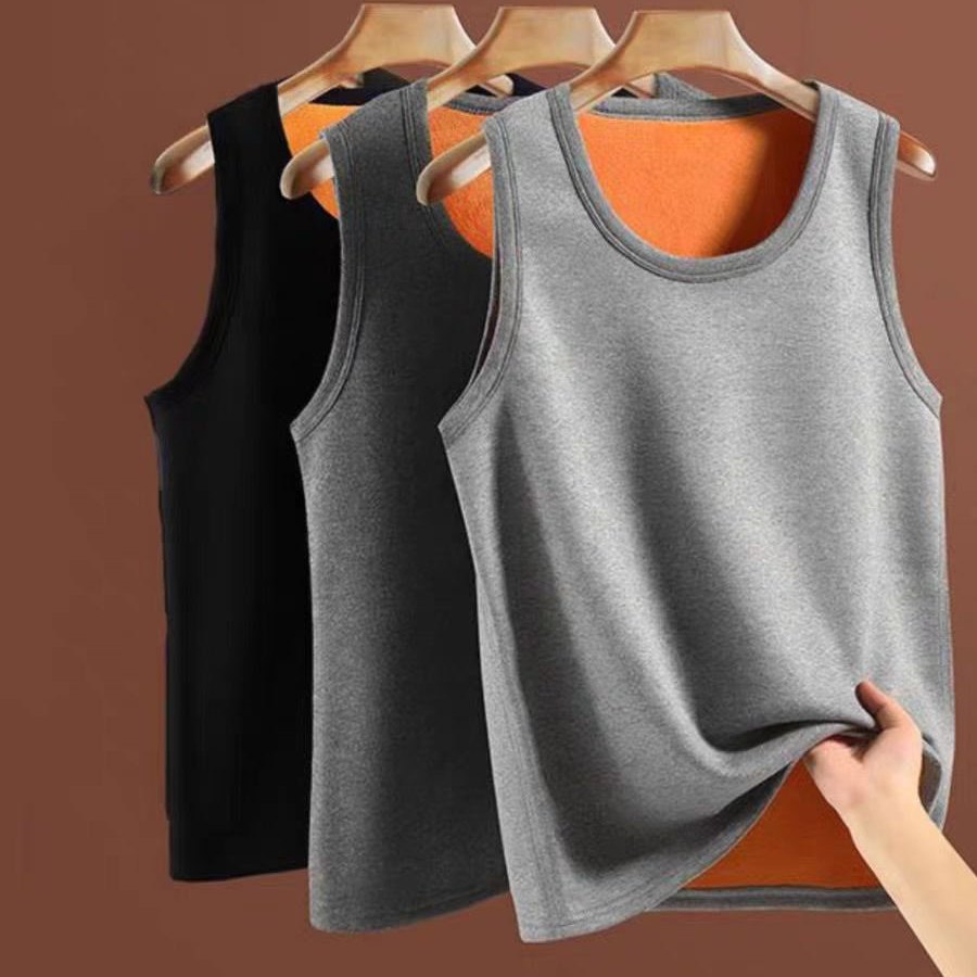 黄金绒保暖背心男士加绒加厚秋冬坎肩无袖T恤马甲内穿成人打底衫