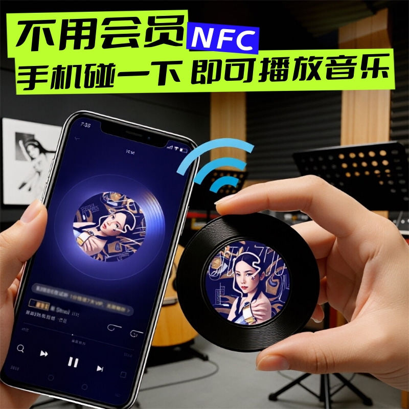 NFC黑胶唱片冰箱贴 明星歌曲精选应援物料音乐贴创意礼物家居装饰
