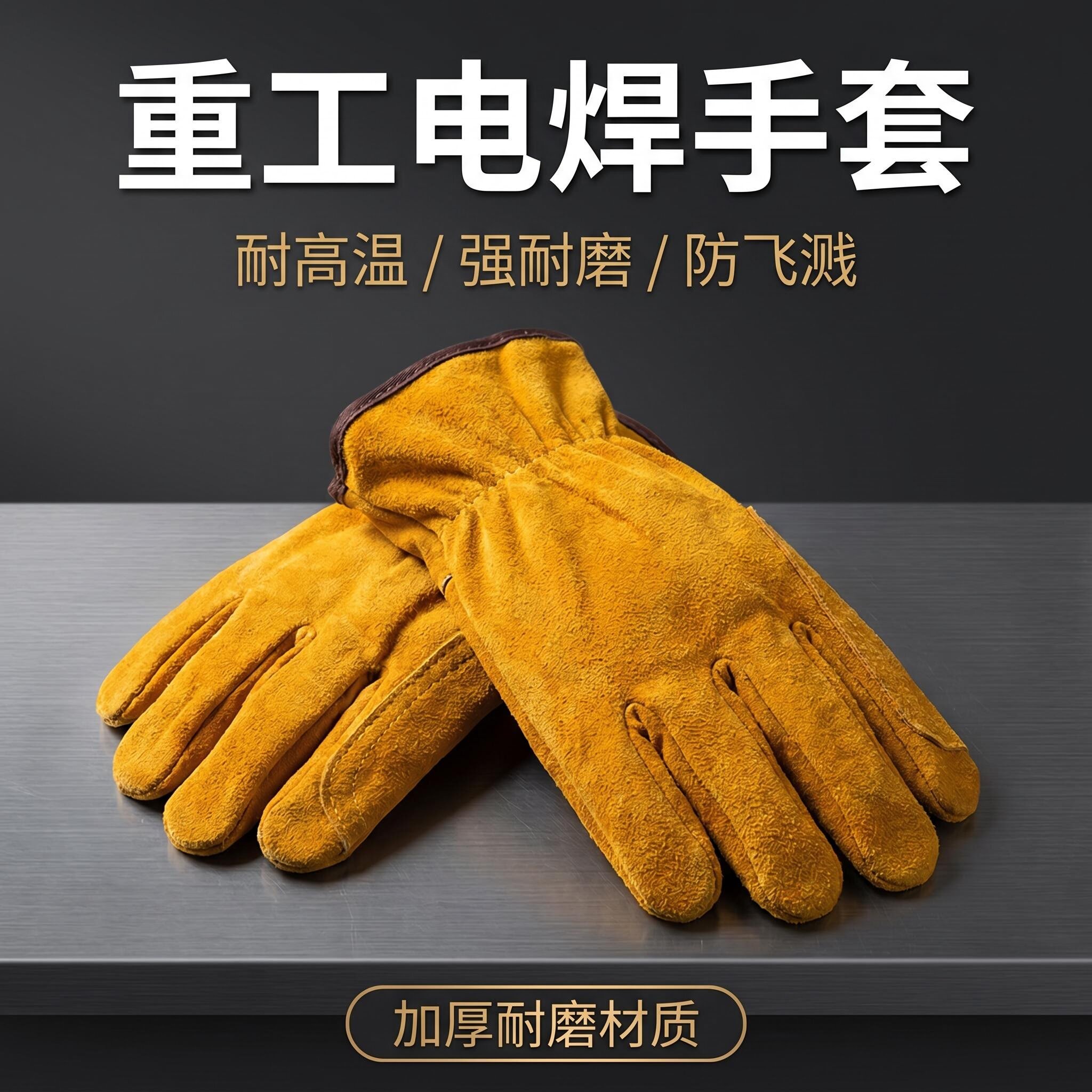 佳护短款牛皮电焊手套防烫手套