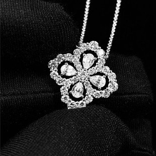 SMARTLris铂金Pt950 HW Loop雪花四叶草满钻项链定制培育钻高级感