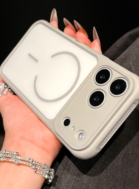 钛灰色适用苹果14Plus手机壳iPhone13半透明17/16promax磁吸Air二合一ip15冷淡风12/11por耐脏高级情侣软边