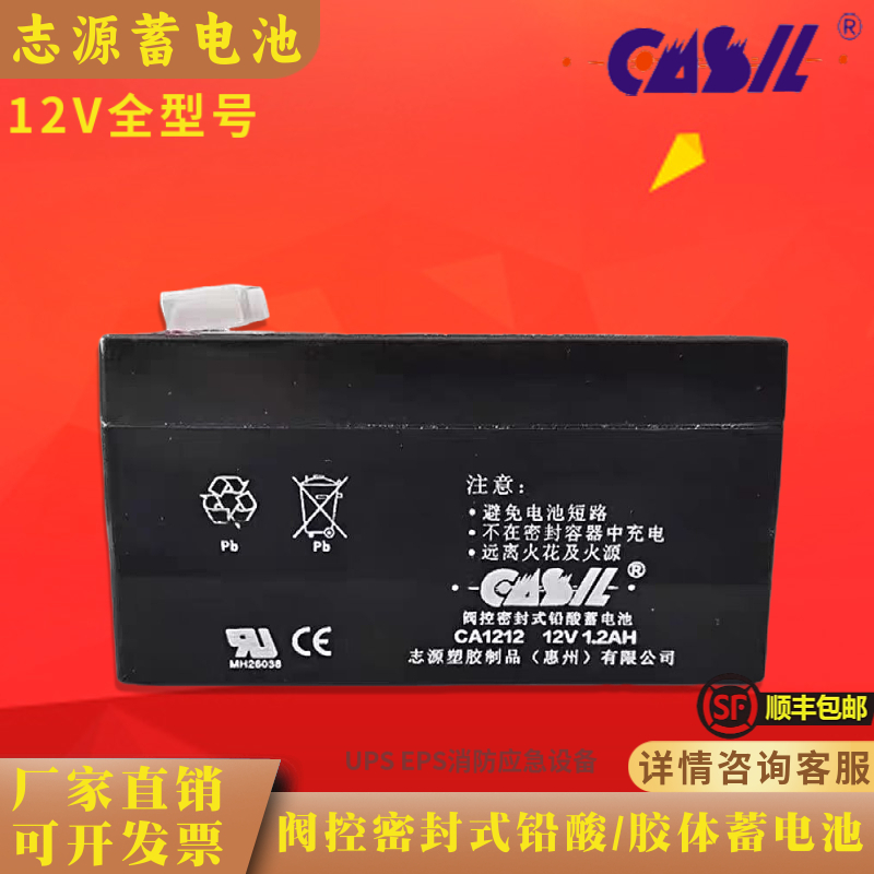 CASIL志源蓄电池CA1222/1212/1233/消防报警卷帘门禁电梯应急电源