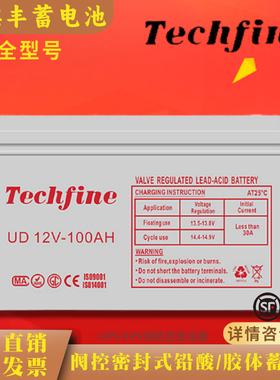 Techfine泰琪丰蓄电池UD12V100AH65AH38AH33AH/UPS/EPS机房直流屏